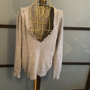 Distressed IRO Gray V Neck Sweater
